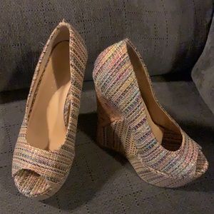 Multicolored Shoe Dazzle Wedges woman’s size 6